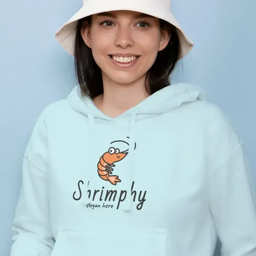 Hoodie Free Cartoon Prawns and Shrimp Logo Mockup