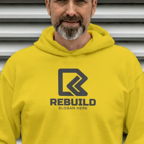 Hoodie Letter R and Construction Logo Mockup