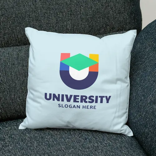 Pillow Book Letter U and Education Logo Mockup