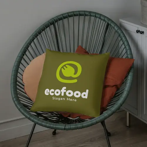 Pillow Fork and Letter E Logo Mockup