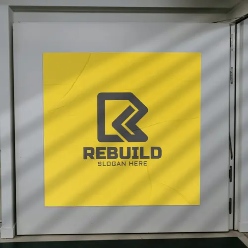 Sign Letter R and Construction Logo Mockup