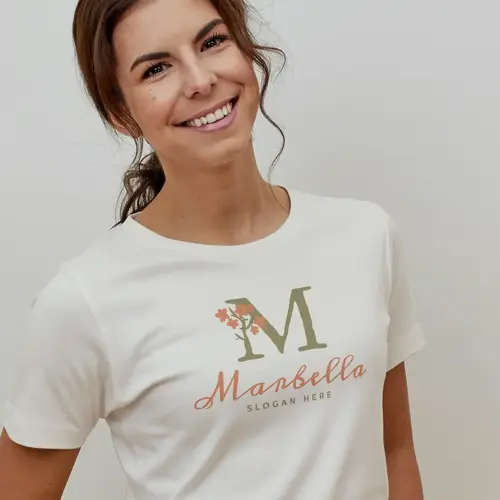 T-shirt Floral Plant and Letter M Logo Mockup