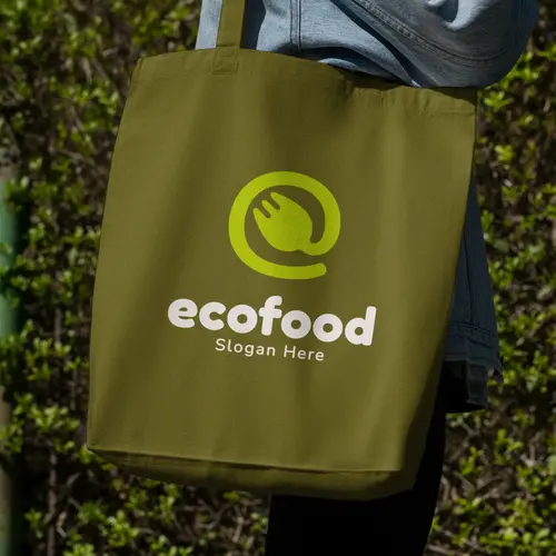 Tote Bag Fork and Letter E Logo Mockup