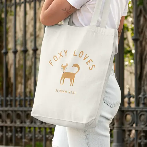 Tote Bag Free Hand Drawn Fox Logo Mockup