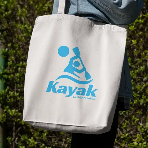 Tote Bag Free Kayak and Kayaking Logo Mockup