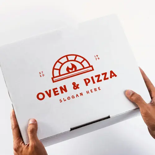 Box Pizza Oven Logo Mockup