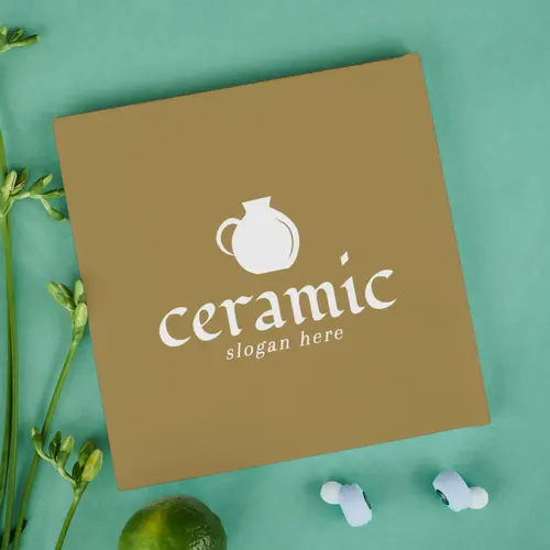 Card Free Rustic Ceramic Jug Logo Mockup