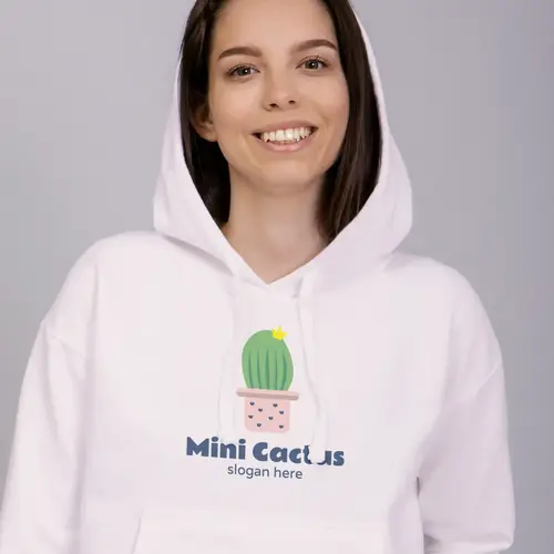 Hoodie Free Small Potted Cactus Logo Mockup