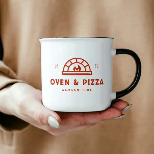 Mug Pizza Oven Logo Mockup