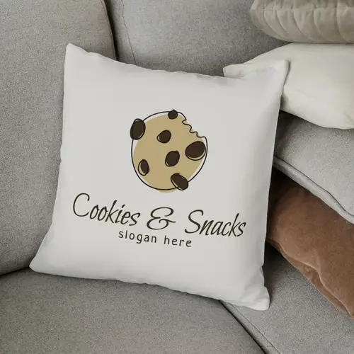 Pillow Chocolate Chip Cookie Logo Mockup