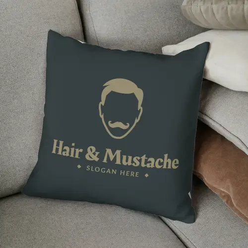 Pillow Free Gentleman and Barber Shop Logo Mockup