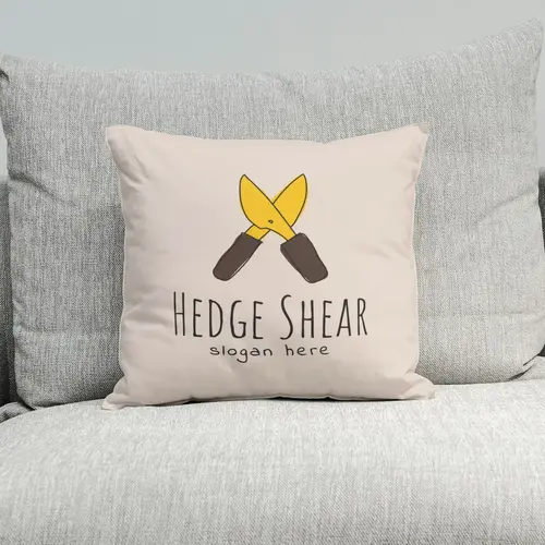 Pillow Free Hedge Shears Hand Drawn Logo Mockup