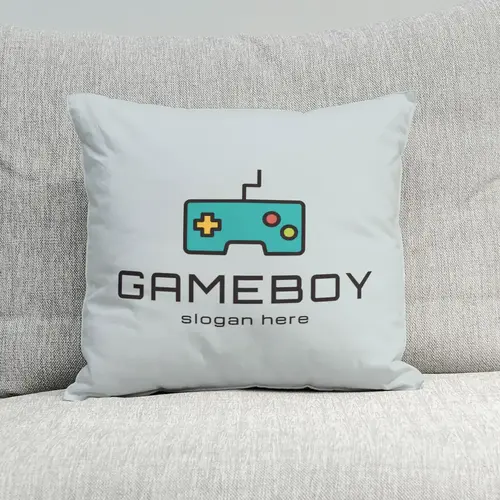 Pillow Free Minimalist Joystick and Video Game Logo Mockup