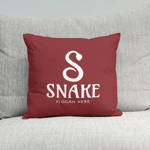 Pillow Free Snake and Letter S Monogram Logo Mockup