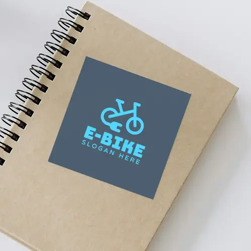 Sticker Free Geometric and Minimalist Electric Bike Logo Mockup