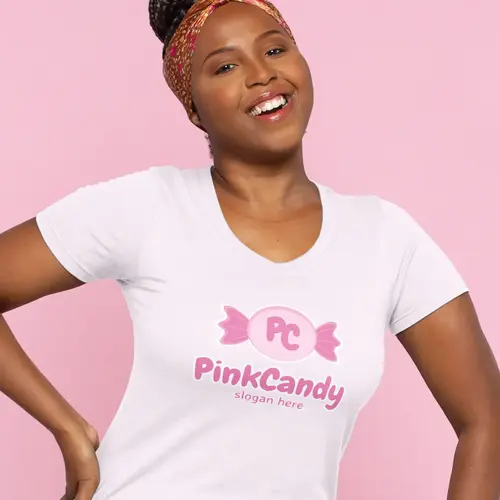T-shirt Free Pink Candy Logo Mockup