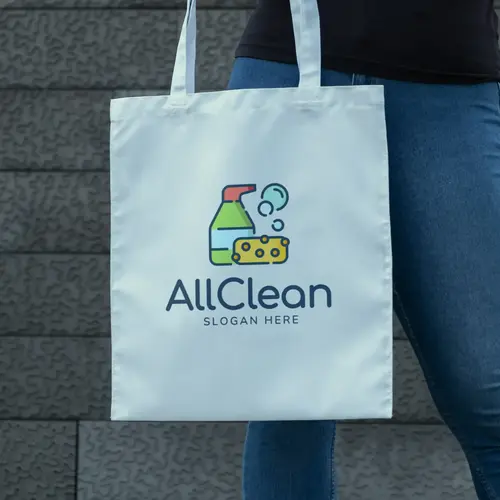 Tote Bag Free Cleaning Products and Service Logo Mockup