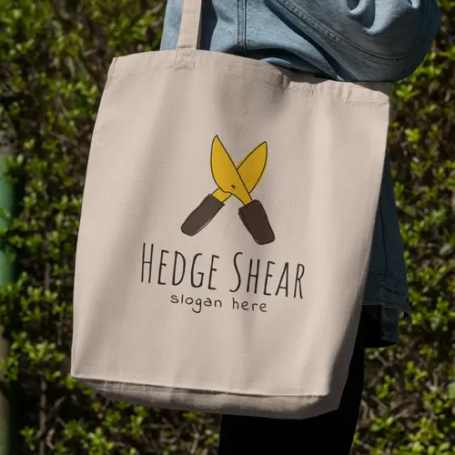 Tote Bag Free Hedge Shears Hand Drawn Logo Mockup