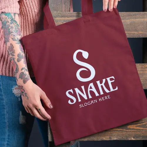 Tote Bag Free Snake and Letter S Monogram Logo Mockup