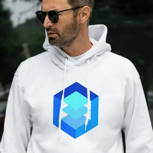 Hoodie 3D Cube and Layers Logo Mockup