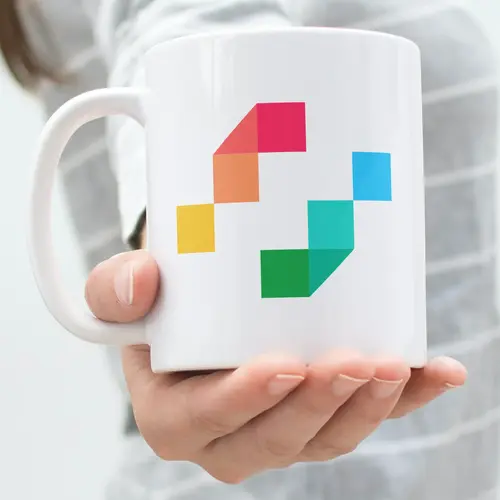 Mug Abstract and Colorful Pixel Logo Mockup