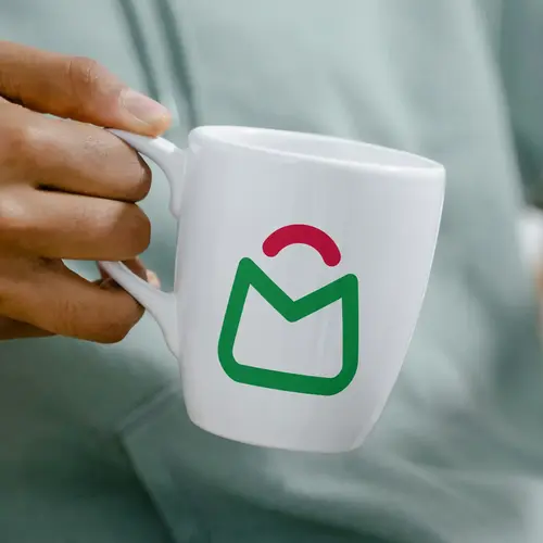 Mug Shopping Bag and Letter M Logo Mockup