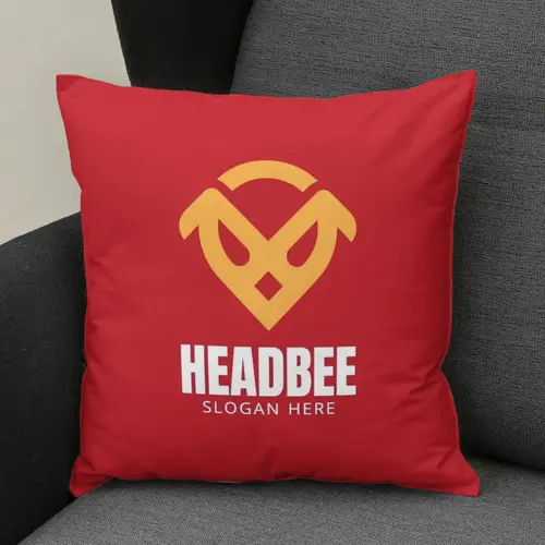 Pillow Bee Head Logo Mockup