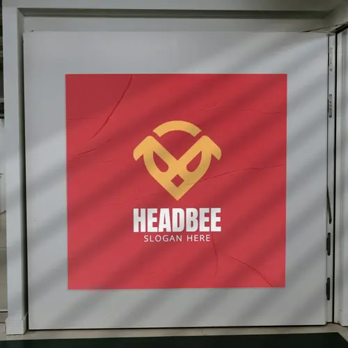 Poster Sign Bee Head Logo Mockup