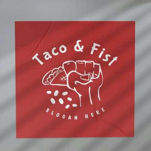 Poster Sign Taco and Fist Logo Mockup