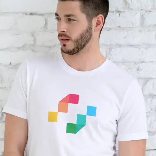 T-Shirt Abstract and Colorful Pixel Logo Mockup