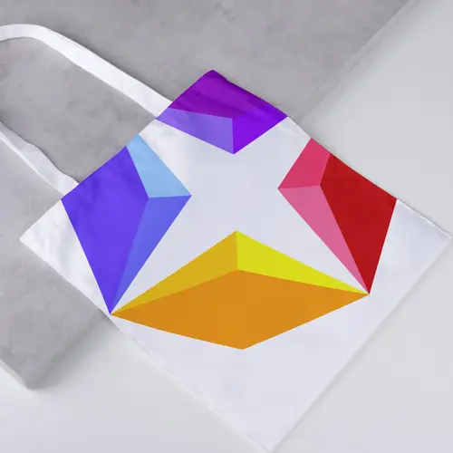 Tote Bag Abstract and 3D Colorful Logo Mockup