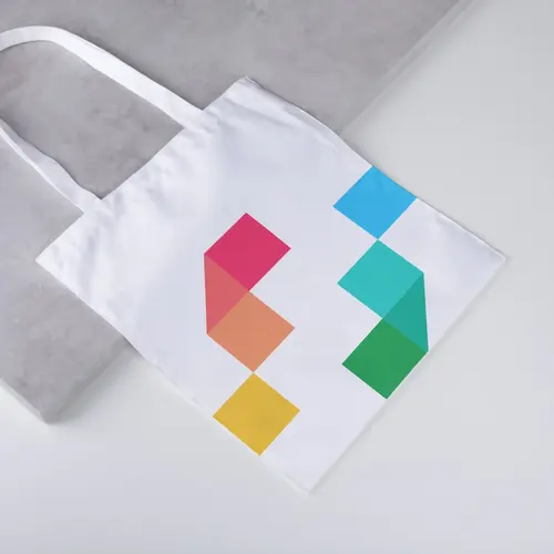 Tote Bag Abstract and Colorful Pixel Logo Mockup