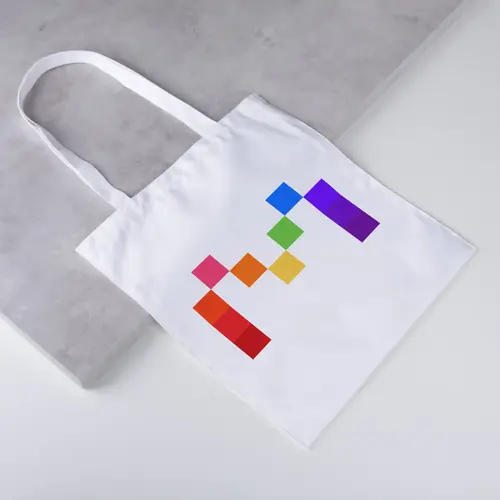 Tote Bag Abstract and Pixel Letter M Logo Mockup