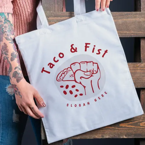 Tote Bag Taco and Fist Logo Mockup