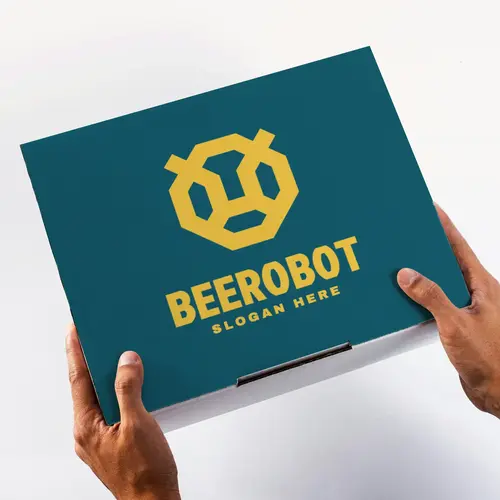 Box Robot Bee Head Logo Mockup