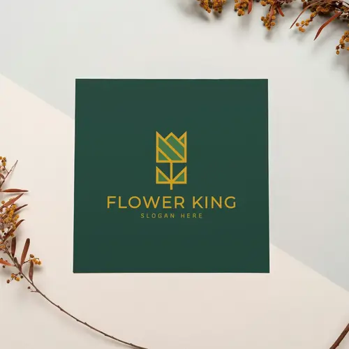 Card Luxury Flower and Crown Logo Mockup