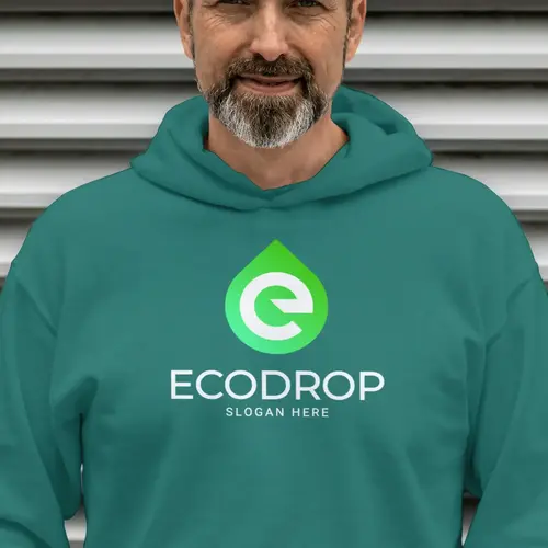 Hoodie Geometric Drop and Letter E Logo Mockup