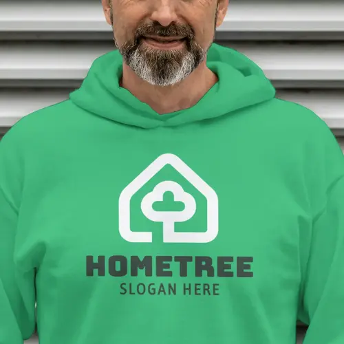 Hoodie House and Tree Logo Mockup