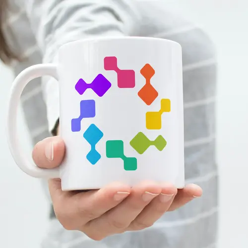 Mug Abstract and Technological Sun Logo Mockup