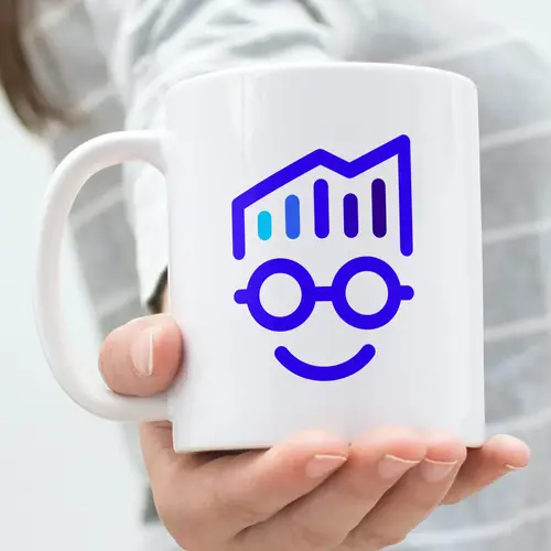 Mug Nerd and Statistics Logo Mockup