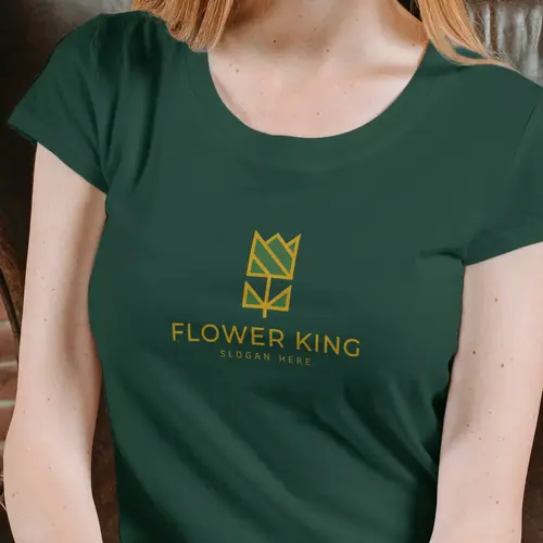 T-shirt Luxury Flower and Crown Logo Mockup