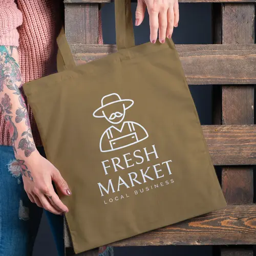 Tote Bag Free Organic Food and Farmer Logo Mockup