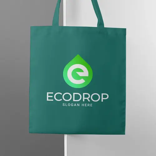 Tote Bag Geometric Drop and Letter E Logo Mockup