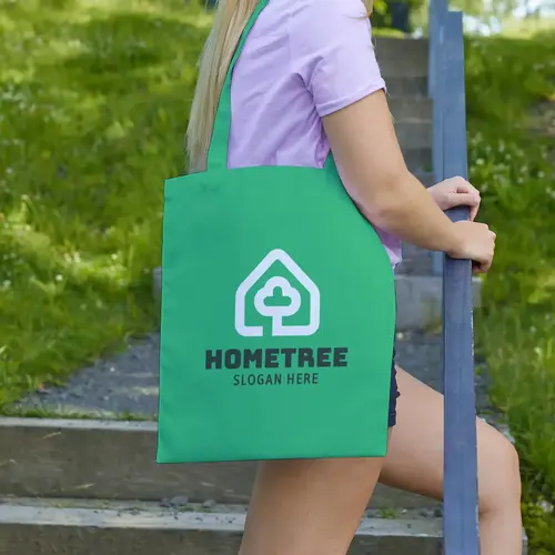 Tote Bag House and Tree Logo Mockup