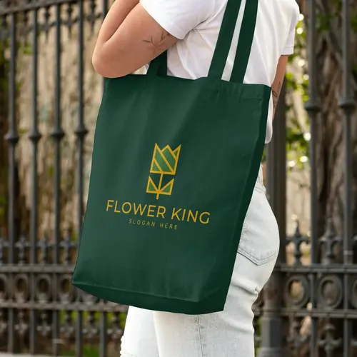 Tote Bag Luxury Flower and Crown Logo Mockup