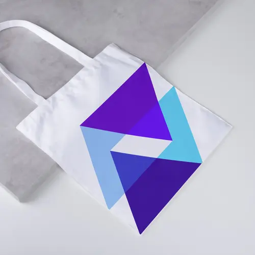 Tote Bag Triangles and Letter N Logo Mockup