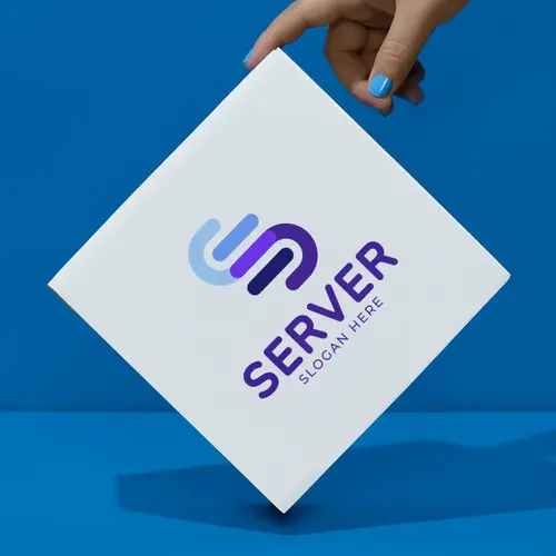 Box Letter S and Server Logo Mockup