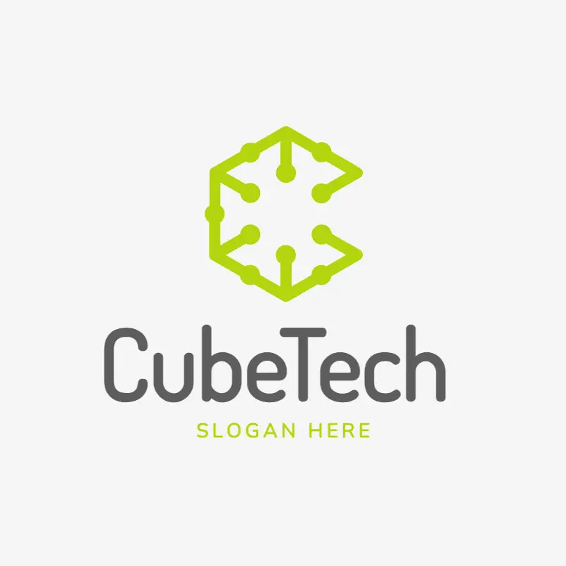 Technological Cube and Letter C Logo