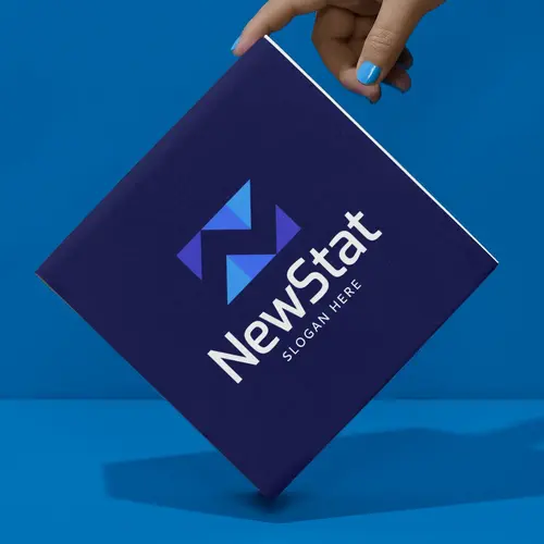 Box Geometric and Analytical Letter N Logo Mockup