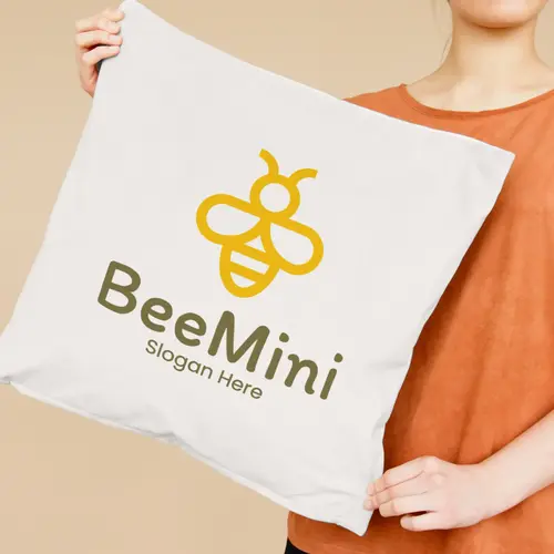 Pillow Minimalist Bee Logo Mockup